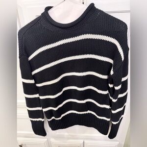 La Ligne Black & White Striped Crewneck Sweater